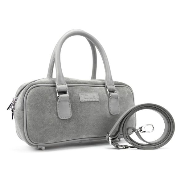 Замшева сумка подовженої форми темно-сіра Tavinchi CH-0245DG