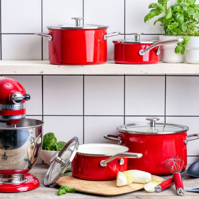 Каструля з кришкою KitchenAid Steel Core, 20 см, 3,7 л, червоний