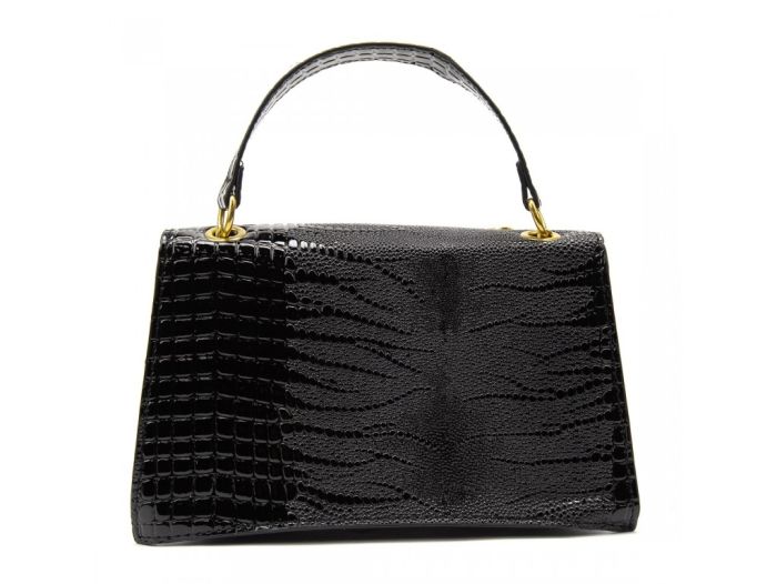 Сумочка на ланцюжку каркасна через плече Lilly P4-6536A чорна