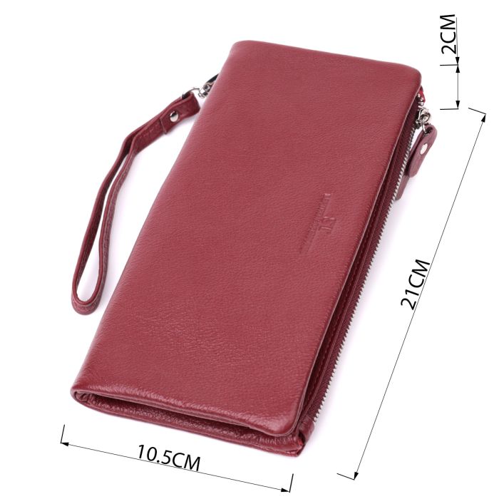 Добротный женский кошелек-клатч с двумя молниями из натуральной кожи ST Leather 22528 бордовый