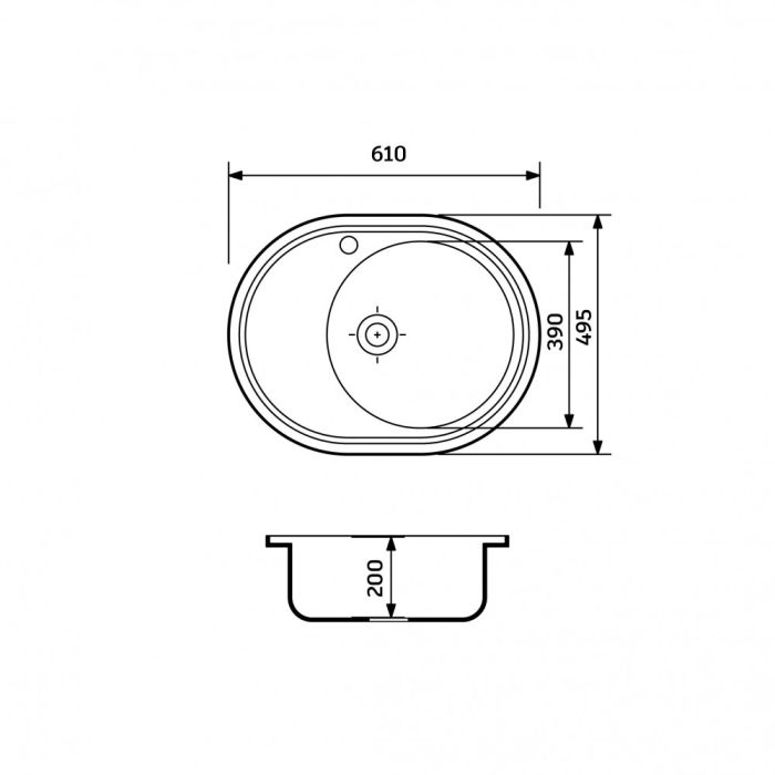 Кухонная мойка Adamant VAST Terra 610x495x200 мм, с крылом