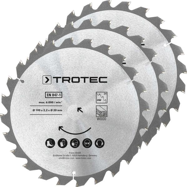 Диск пильный Trotec 190х20х2,2 HW24 Wood (3 шт) (6215001330)