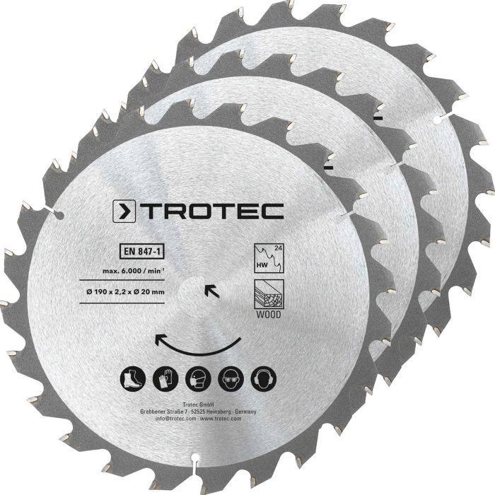 Диск пиляльний Trotec 190х20х2,2 HW24 Wood (3 шт) (6215001330)