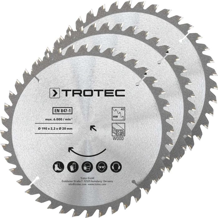 Диск пиляльний Trotec 190х20х2,2 HW40 Wood (3 шт) (6215001331)