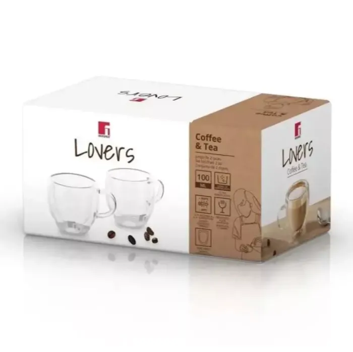 Набор стеклянных чашек Bergner Coffee & tea lovers 100 мл 2 шт (BG-20114-MM)