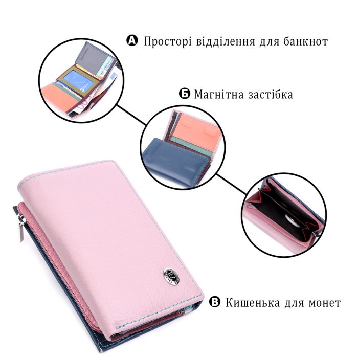 Элегантный кошелек из качественной натуральной кожи ST Leather 19462 разноцветный