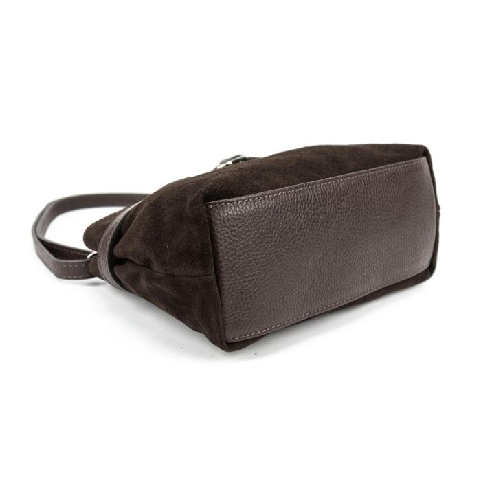 М'яка замшева сумка кроссбоді з акцентним ремінцем Firenze Italy F-IT-05253DB шоколад