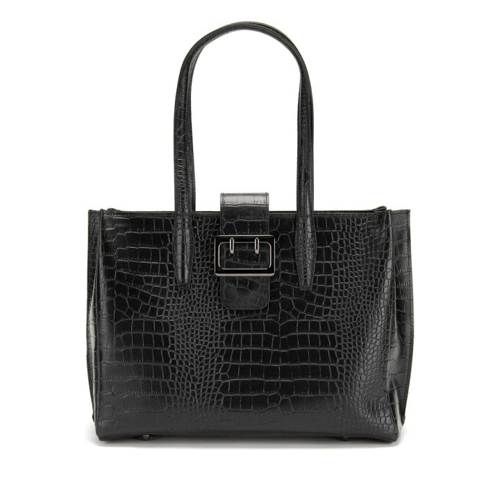 Шкіряна чорна сумка під рептилію Firenze Italy F-IT-7607A