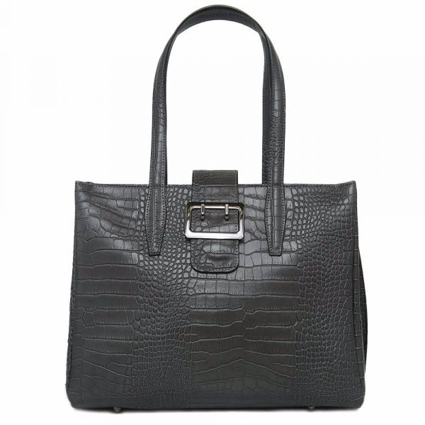 Шкіряна сіра сумка під рептилію Firenze Italy F-IT-7607G