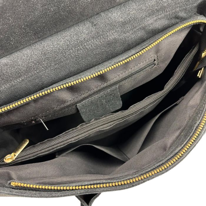 Замшева сумка середніх розмірів колір чорний Firenze Italy F-IT-76125A чорна