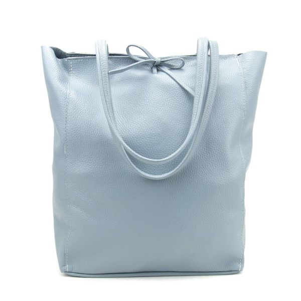 Жіноча шкіряна сумка шоппер блакитна Firenze Italy F-IT-7622BLM