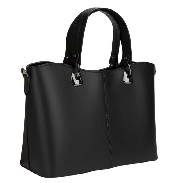 Чорна шкіряна сумка середніх розмірів Firenze Italy F-IT-7627A