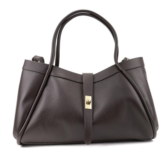 Шкіряна велика сумка шоколадного кольору Firenze Italy F-IT-7641DB шоколад