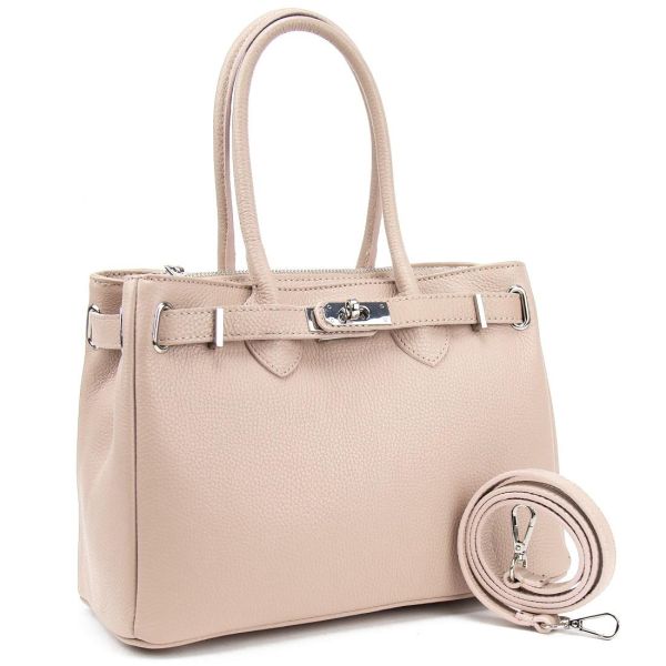 Шкіряна класична жіноча сумка Firenze Italy F-IT-86001P пудра