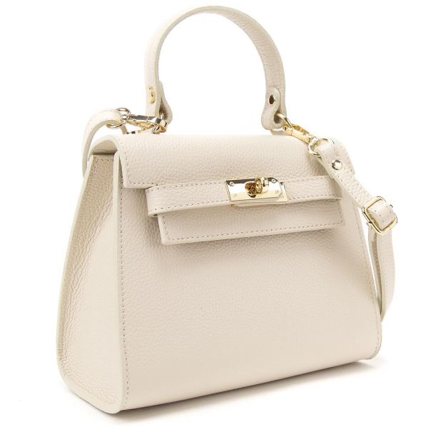 Невелика класична шкіряна сумочка Firenze Italy F-IT-9866WB молочна