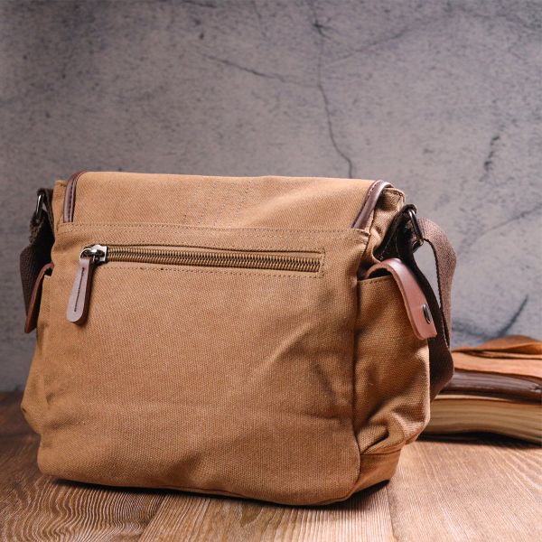 Функціональна чоловіча сумка з клапаном із текстилю 21249 Vintage коричнева