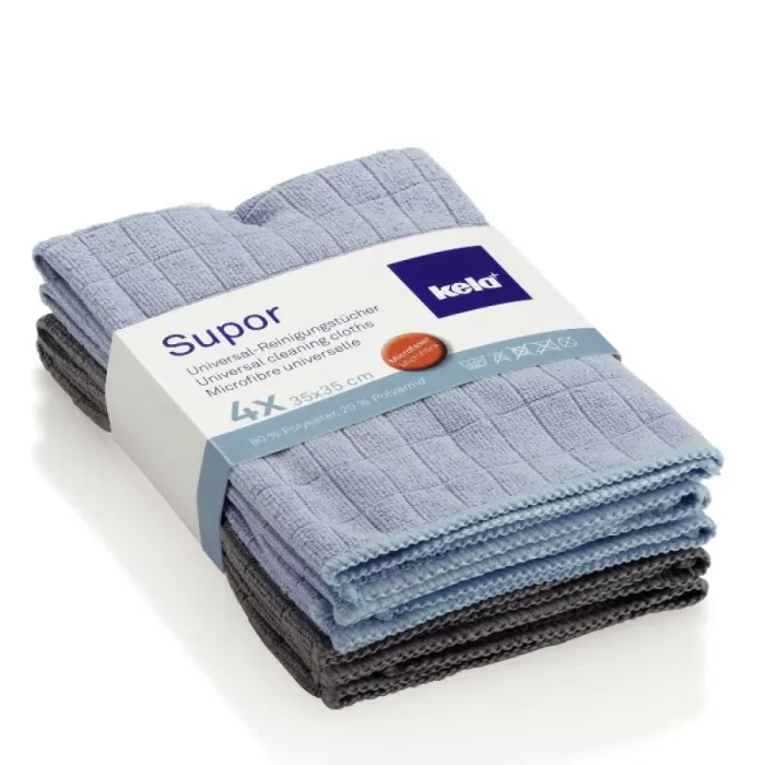 Ганчірки універсальні KELA Supor (мікрофібра) блакитний 35x35 см 4 шт (12730)