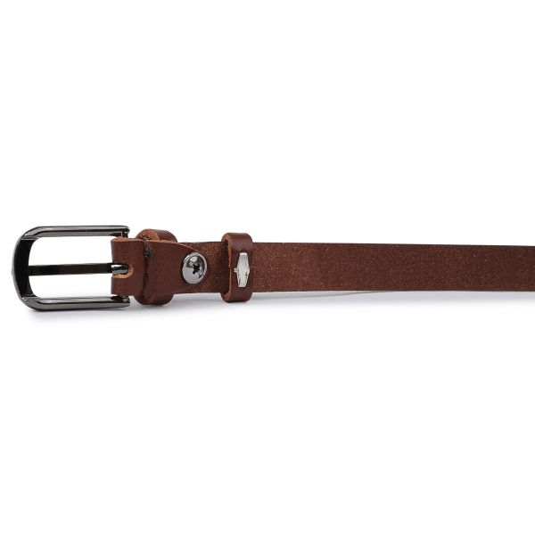 Smooth leather belt for women 20750 Vintage brown