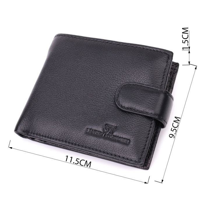 Горизонтальний гаманець середнього розміру з натуральної шкіри ST Leather 22454 чорний