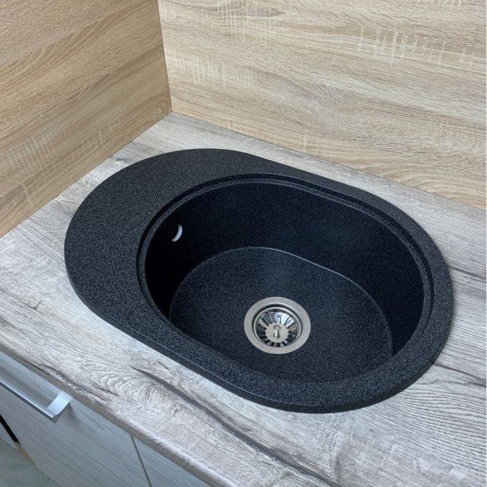 Кухонна мийка Adamant OVALE графіт 610x420x180 мм, з крилом