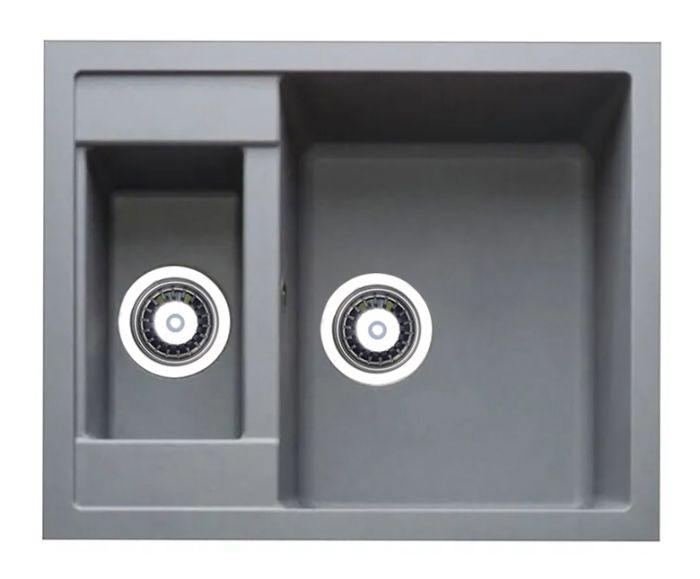 Кухонна мийка Adamant DUPLEX сіра 610x495x200 мм, з додатковою чашею