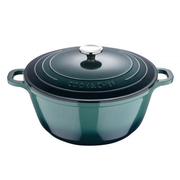 Каструля з кришкою Bergner Excalibur зелена 28 см 5,8 л (BG-36102-GR)