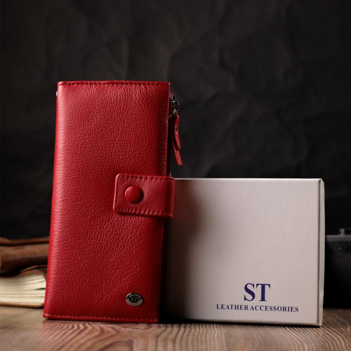 Жіночий вертикальний гаманець з натуральної шкіри ST Leather 22536 червоний