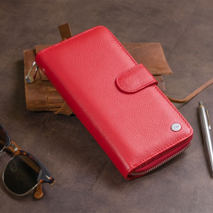 Вертикальний місткий гаманець зі шкіри жіночий ST Leather 19306 червоний