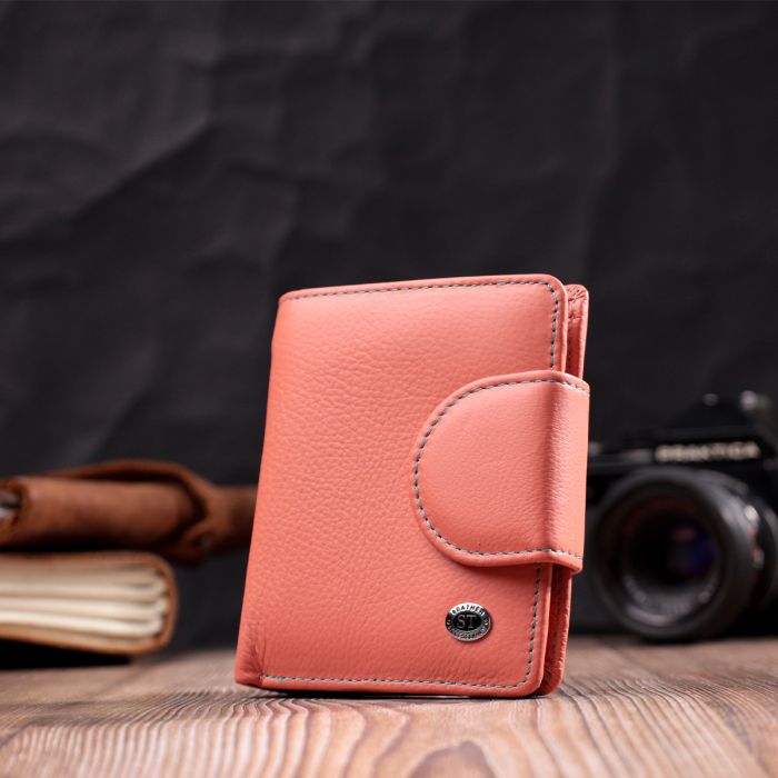 Стильный кожаный кошелек с монетницей снаружи ST Leather 19458 оранжевый