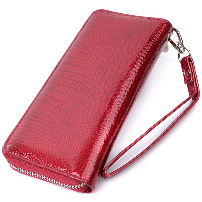 Женский кошелек лакированный на молнии из натуральной кожи ST Leather 22677 красный