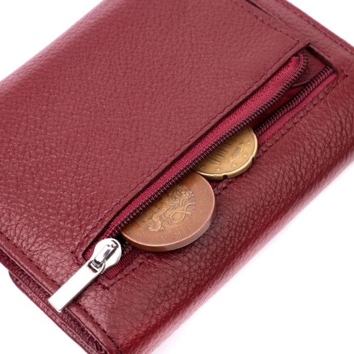 Кожаный женский кошелек с монетницей ST Leather 19492 бордовый