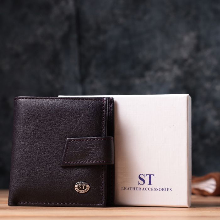 Компактний жіночий гаманець із натуральної шкіри ST Leather 22855 коричневий