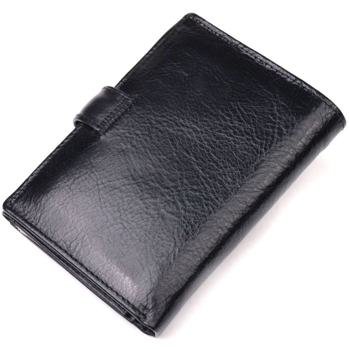 Вертикальний чоловічий гаманець із натуральної шкіри ST Leather 19406 чорний
