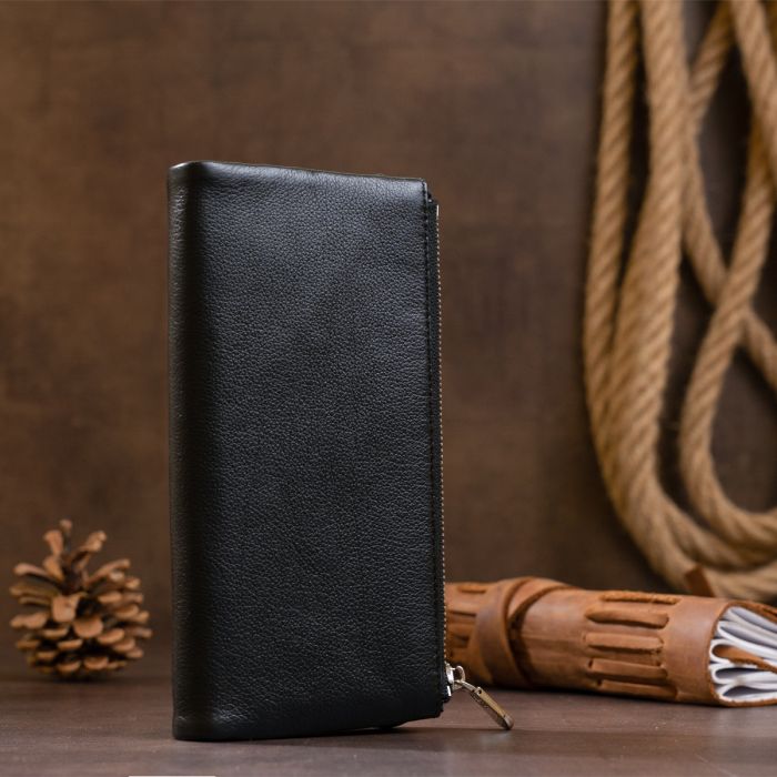 Вертикальний гаманець на кнопці жіночий ST Leather 19200 чорний