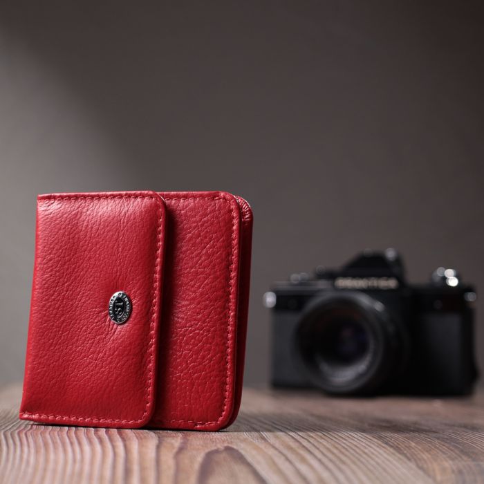 Женский компактный кошелек с карманом для монет из натуральной кожи ST Leather 22689 красный