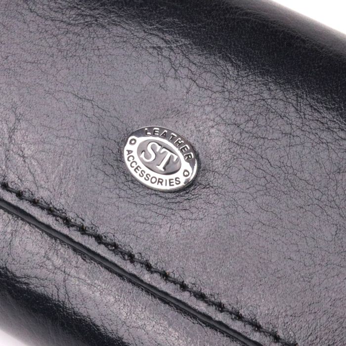 Надійний гаманець-ключниця з натуральної гладкої шкіри ST Leather 19415 чорний