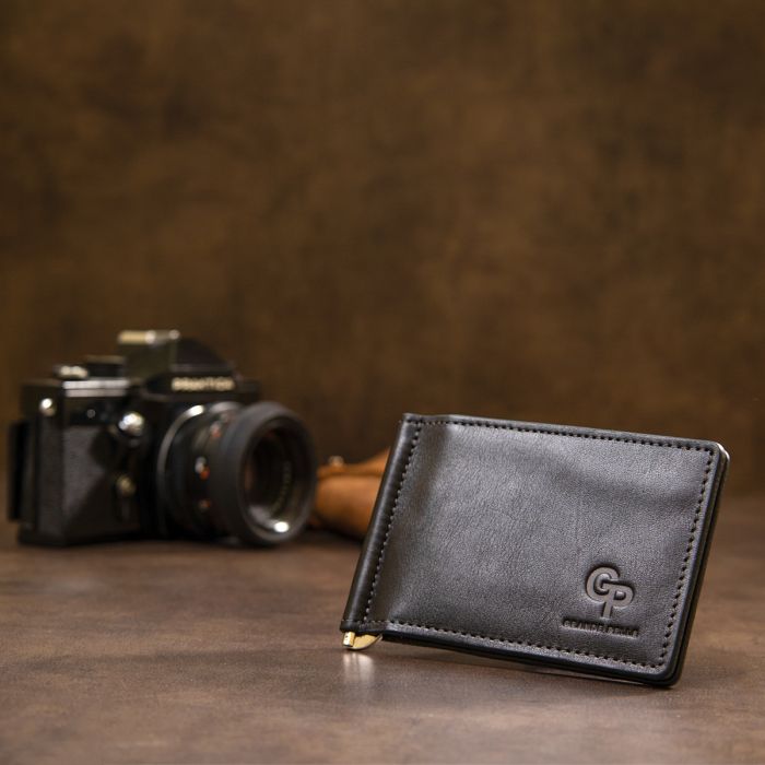 Мужской кожаный зажим для денег Grande Pelle 11475 черный