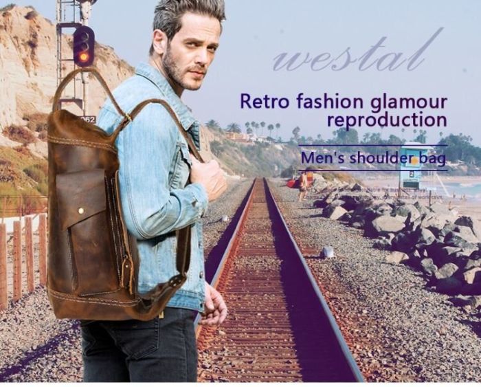 Чоловіча vintage сумка через плече 14782 Vintage коричнева