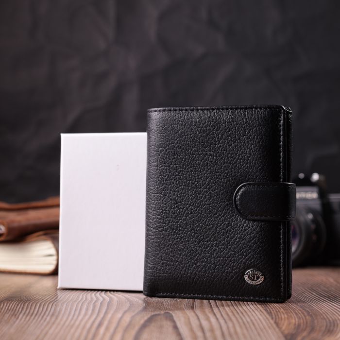 Солідний чоловічий гаманець з натуральної шкіри ST Leather 22467 чорний