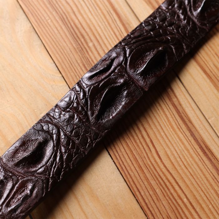 Ремінь-автомат з натуральної шкіри крокодила коричневий CROCODILE LEATHER 18240