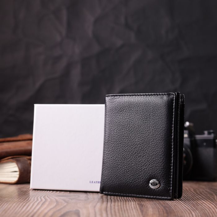 Кошелек вертикального формата из натуральной кожи ST Leather 22474 черный