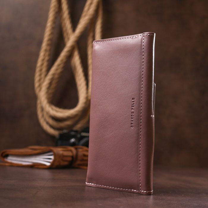Великолепный кожаный женский кошелек Grande Pelle 11577 розовый