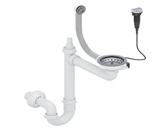 Сифон для мийки Adamant одинарний автомат нержавіюча сталь