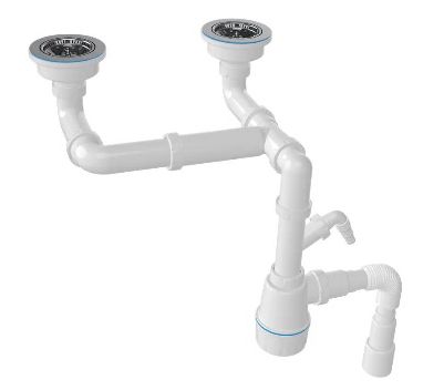 Сифон для мийки Adamant подвійний нержавіюча сталь