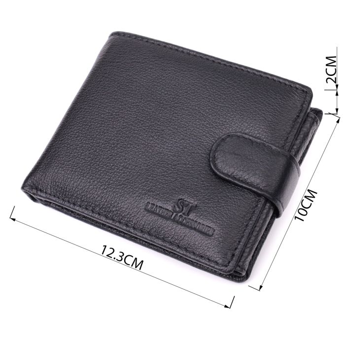 Интересный кошелек с блоком под документы из натуральной кожи ST Leather 22480 черный