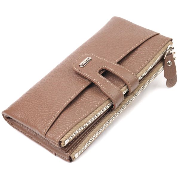 Цікавий гаманець з натуральної зернистої шкіри Canpellini 21634 бежевий