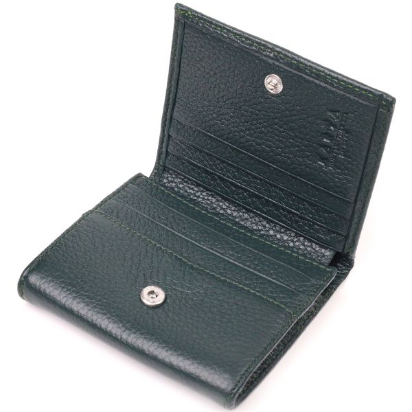 Interesting women's wallet with coin purse made of genuine leather KARYA 21379 green