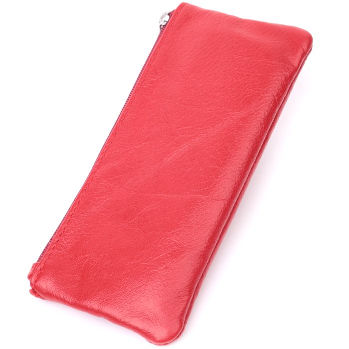 Яркая кожаная ключница на молнии ST Leather 22557 красная