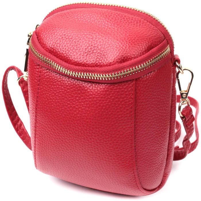 Модная сумка интересного формата из натуральной кожи Vintage 22340 красная