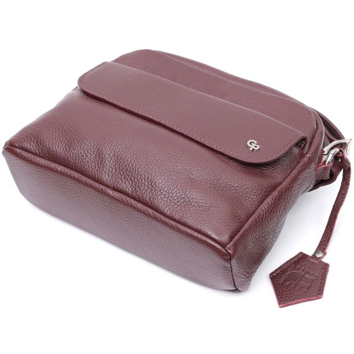 Кросс-боди женская сумка из натуральной кожи Grande Pelle 11653 бордовая